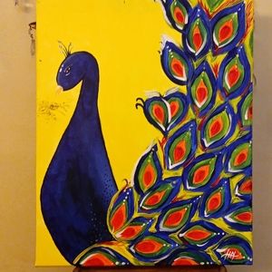 PEACOCK - Oil on canvas painting